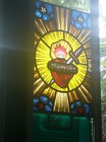  Restauracion del vitral de El Corazon Inmaculado de Maria -  restauracion realizada - a�o 2005 - Bas�lica Menor de Nuestra Se�ora de La Paz - Lomas de Zamora - Buenos Aires.-